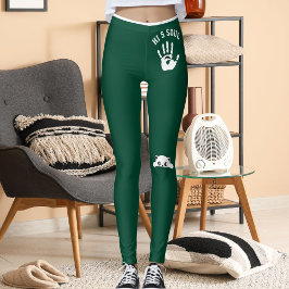 Persoonlijke kat jager groen witte strepen leggings