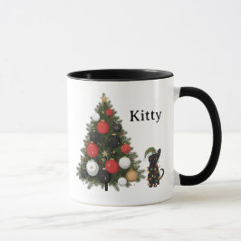Persoonlijke Kat & Kerstboom Koffiemok Mok