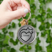 Persoonlijke kat Love Silver Black Logo Sleutelhanger (Hand)