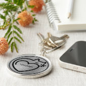 Persoonlijke kat Love Silver Black Logo Sleutelhanger (Zijkant)