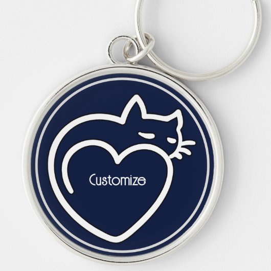 Persoonlijke kat Love White Logo Sleutelhanger (Voorkant)