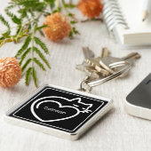 Persoonlijke kat Love White Logo Sleutelhanger (Zijkant)