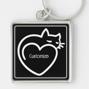 Persoonlijke kat Love White Logo Sleutelhanger
