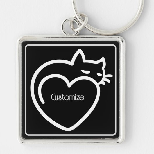 Persoonlijke kat Love White Logo Sleutelhanger (Voorkant)