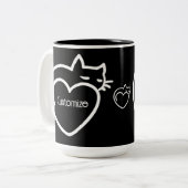 Persoonlijke kat Love White Logo Tweekleurige Koffiemok (Voorkant links)