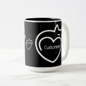 Persoonlijke kat Love White Logo Tweekleurige Koffiemok (Voorkant rechts)