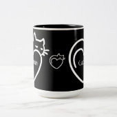 Persoonlijke kat Love White Logo Tweekleurige Koffiemok (Center)