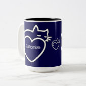 Persoonlijke kat Love White Logo Tweekleurige Koffiemok (Voorkant links)