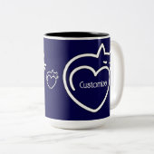 Persoonlijke kat Love White Logo Tweekleurige Koffiemok (Voorkant rechts)