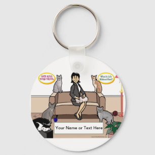 Persoonlijke kat Lover - Vrouw Cartoon Sleutelhanger