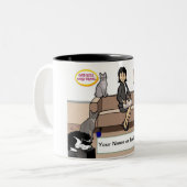 Persoonlijke kat Lover - Vrouw Cartoon Tweekleurige Koffiemok (Voorkant links)
