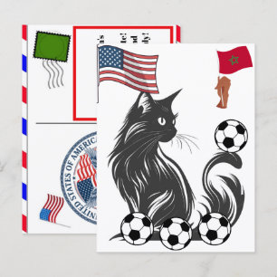 Persoonlijke Kat Marokko Voetbal Vier Juli Feestdagenkaart