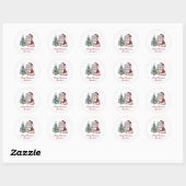 Persoonlijke kat met kerstmuts kerstboom ronde sticker (Vel)