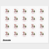 Persoonlijke kat met kerstmuts kerstboom  ronde sticker (Vel)