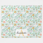 Persoonlijke kat-monogramnaam pastel high tea fleece deken (Voorkant (Horizontaal))
