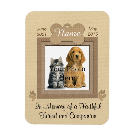 Persoonlijke kat of hond Memorial Beige Magneet (Verticaal)