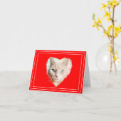 Persoonlijke kat rode valentijnskaart kaart (Gele Bloem)