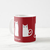Persoonlijke kat rood wit koffiemok (Voorkant links)