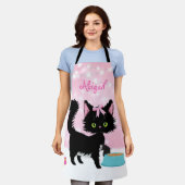 Persoonlijke kat roze en wit meisje Kitten Schort (Gedragen)