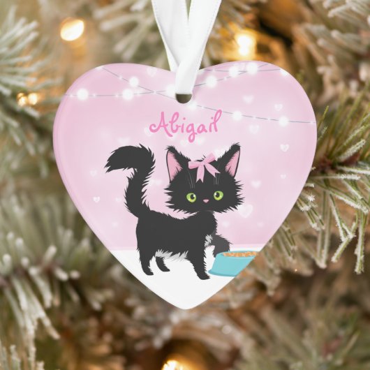 Persoonlijke kat roze en witte kerst ornament (Boom)