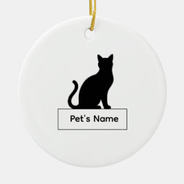 Persoonlijke kat silhouet kerst huisdier naam keramisch ornament