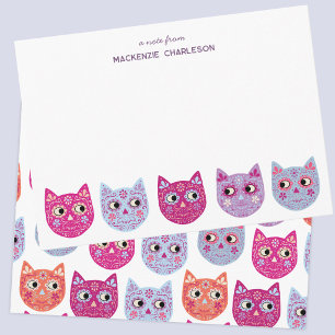 Persoonlijke Kat Sugar Skull Notitiekaartje