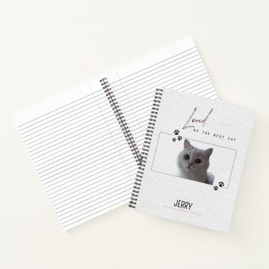 Persoonlijke kat Valentijnsdag met naam en foto Notitieboek (Binnen)