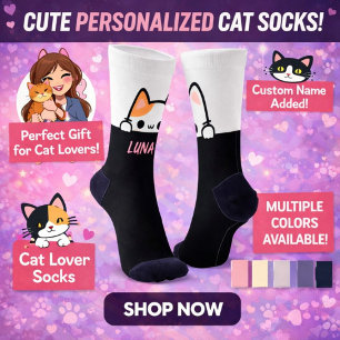Persoonlijke katten sokken met naam – cadeaus voor