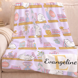 Persoonlijke Kattenbibliotheek Pastel Meisje Boek  Fleece Deken