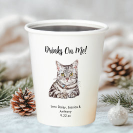 Persoonlijke kattenbruiloft papieren bekers