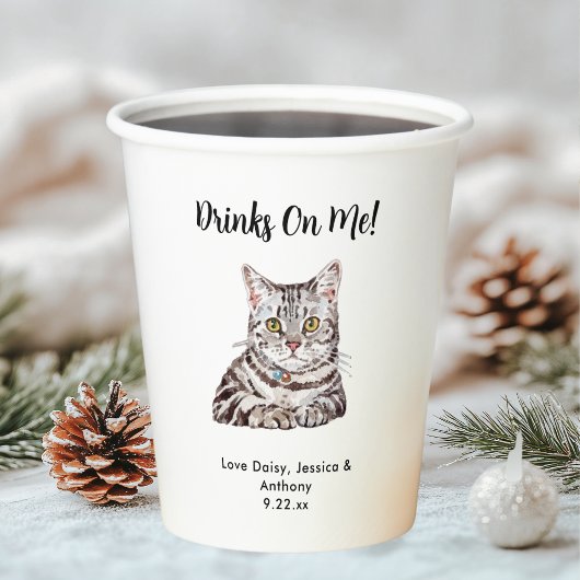 Persoonlijke kattenbruiloft papieren bekers