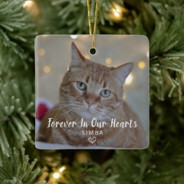 Persoonlijke kattenfoto huisdierherdenking Kerstmi Keramisch Ornament