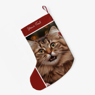 Persoonlijke kattenfoto & naam kleine kerstsok