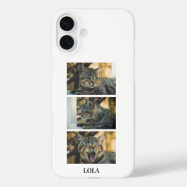Persoonlijke kattenfotocollage en naam iPhone 16 plus hoesje