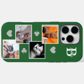 Persoonlijke kattenfotocollage monogram groen Case-Mate iPhone case (Achterkant (horizontaal))