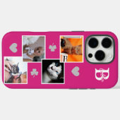 Persoonlijke kattenfotocollage monogram roze Case-Mate iPhone case (Achterkant (horizontaal))