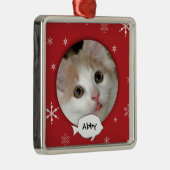 Persoonlijke kattenfotofeestdag metalen ornament (Rechts)