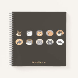 Persoonlijke kattengezichten spiraalnotitieboek notitieboek