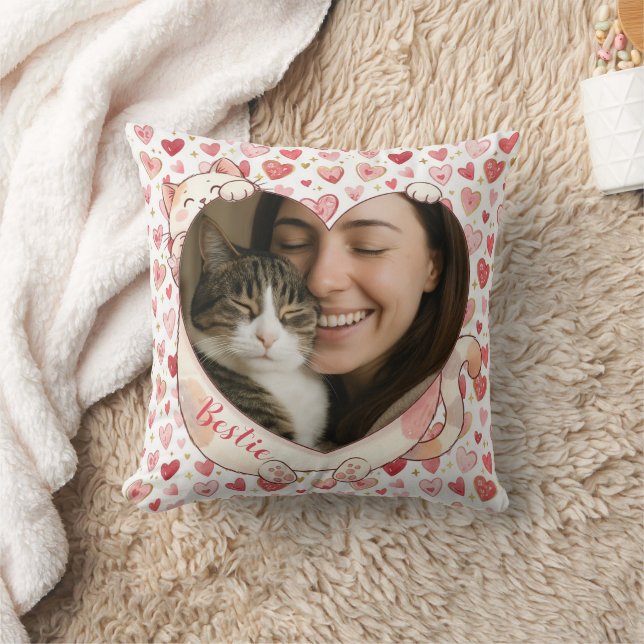 Persoonlijke kattenhart fotokussen | Huisdierliefh Kussen (Deken)