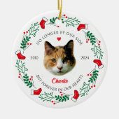 Persoonlijke Kattenherdenkings Kerstmis Keramisch Ornament (Voorkant)