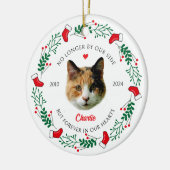 Persoonlijke Kattenherdenkings Kerstmis Keramisch Ornament (Links)