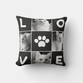 Persoonlijke kattenliefhebber LOVE Pootafdruk Kuss Kussen