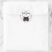 Persoonlijke kattenliefhebber naam sticker Cute Zw (Tas)