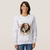 Persoonlijke kattenmoeder foto bloem sweatshirt (Voorkant volledig)