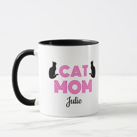 Persoonlijke kattenmoeder mok met kat silhouetten (Links)
