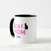 Persoonlijke kattenmoeder mok met kat silhouetten (Voorkant links)