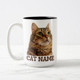 Persoonlijke kattenmok met foto | Aangepaste katte Tweekleurige Koffiemok