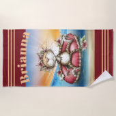 Persoonlijke kattenstrandhanddoek  strandlaken (Voorkant)