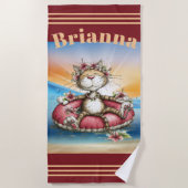 Persoonlijke kattenstrandhanddoek  strandlaken (Voorkant)