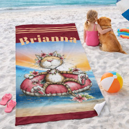 Persoonlijke kattenstrandhanddoek strandlaken